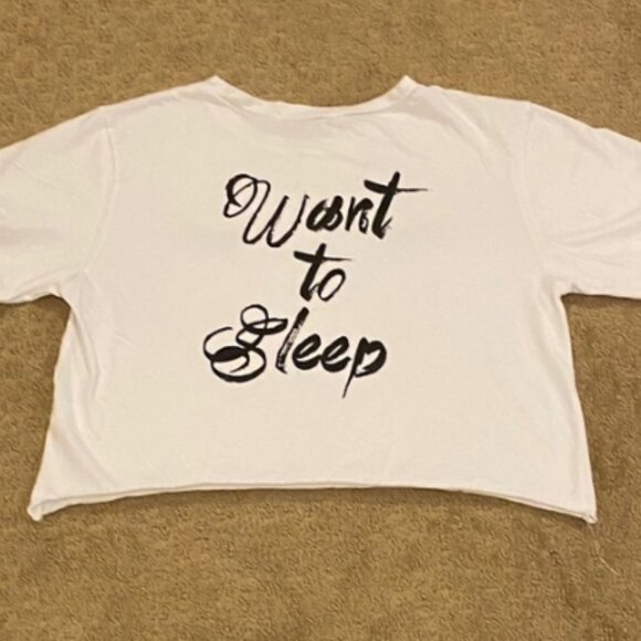 White Crop Top with Eyelash Print - Picture 2 of 2